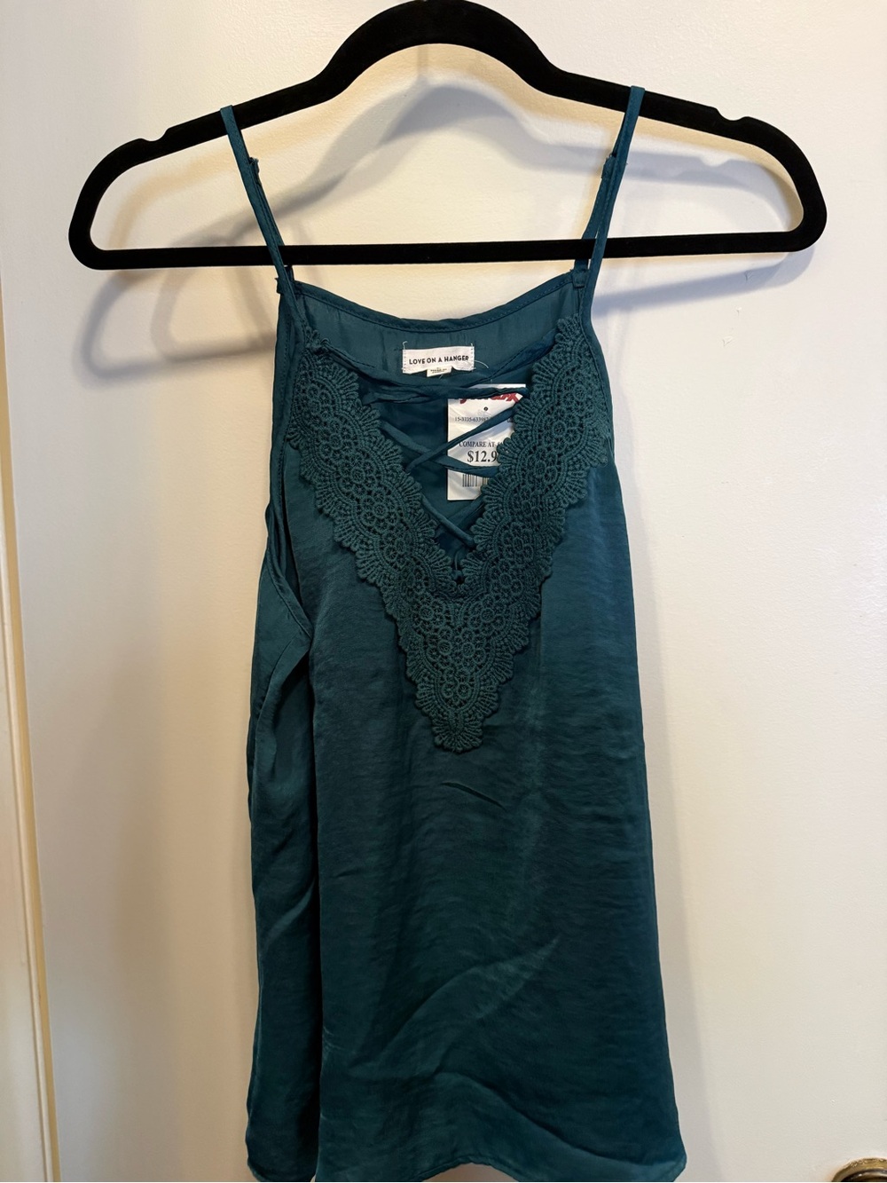 Teal Lace-Trim Spaghetti Strap Camisole